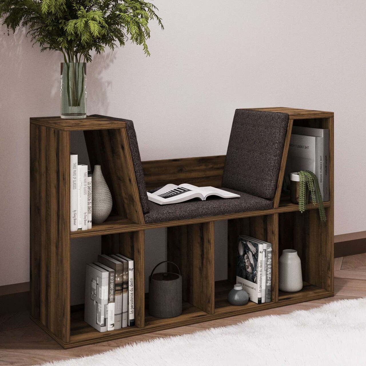 Corp biblioteca, Hanah Home, Livora, 103x63x30 cm, Maro - imagine 6